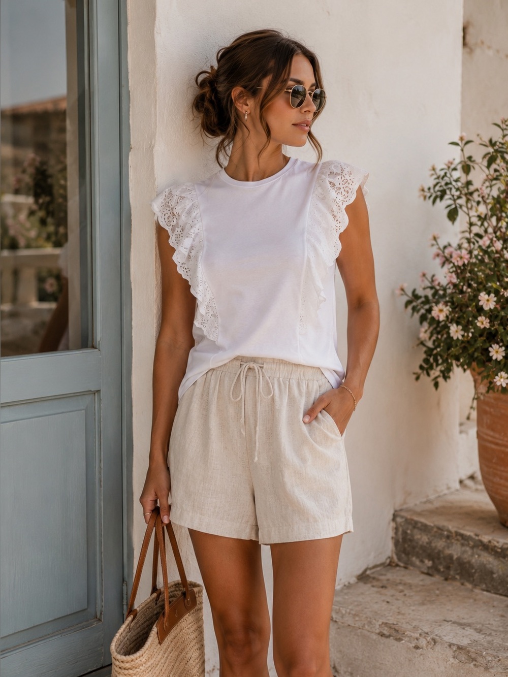 J.Crew Factory White Ruffle Sleeve Top Size XXS